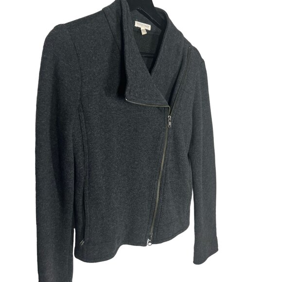 Eileen Fisher Grey Asymmetrical Zip Up Wool Blend Jacket Small Petite - Picture 2 of 8
